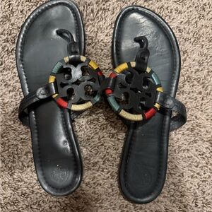 Tory Burch Black Sandals with Colorful Accents